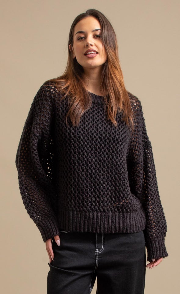 Winter Marle Open Sweater Black
