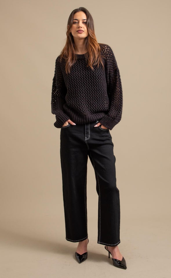 Winter Marle Open Sweater Black