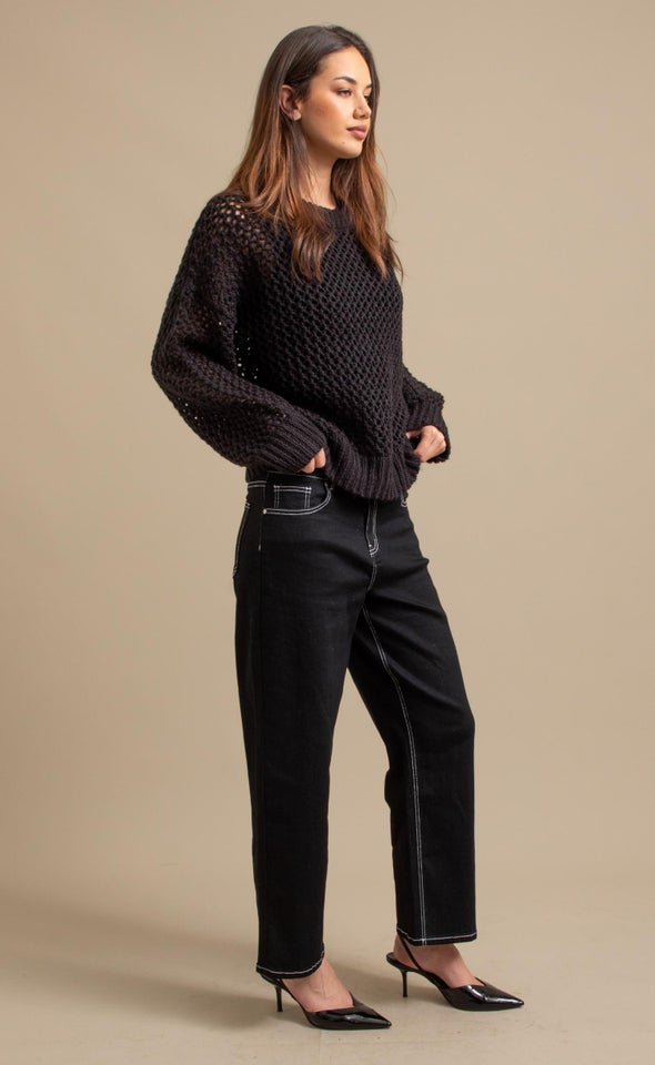 Winter Marle Open Sweater Black