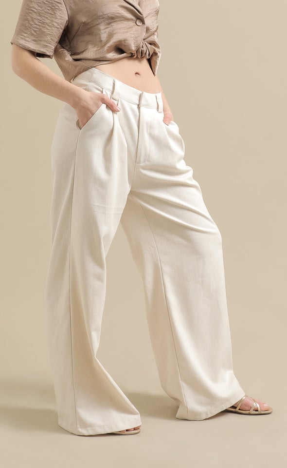 Winter Tailored Wide Leg Pants Natural