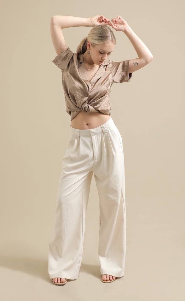 Winter Tailored Wide Leg Pants Natural