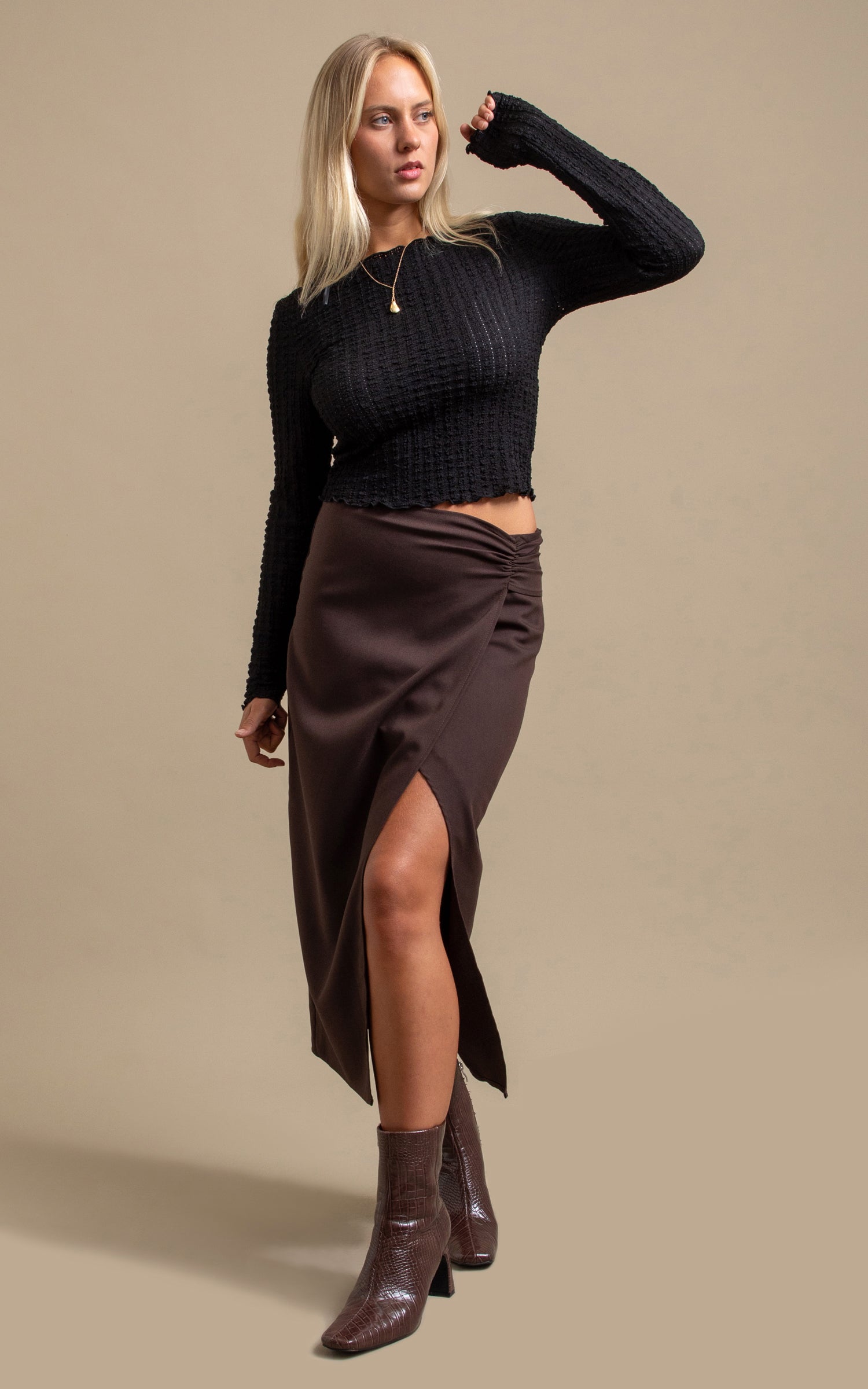 【PORTERNA】Crun wrap long skirt Wrap Front Midi Skirt | Pagani