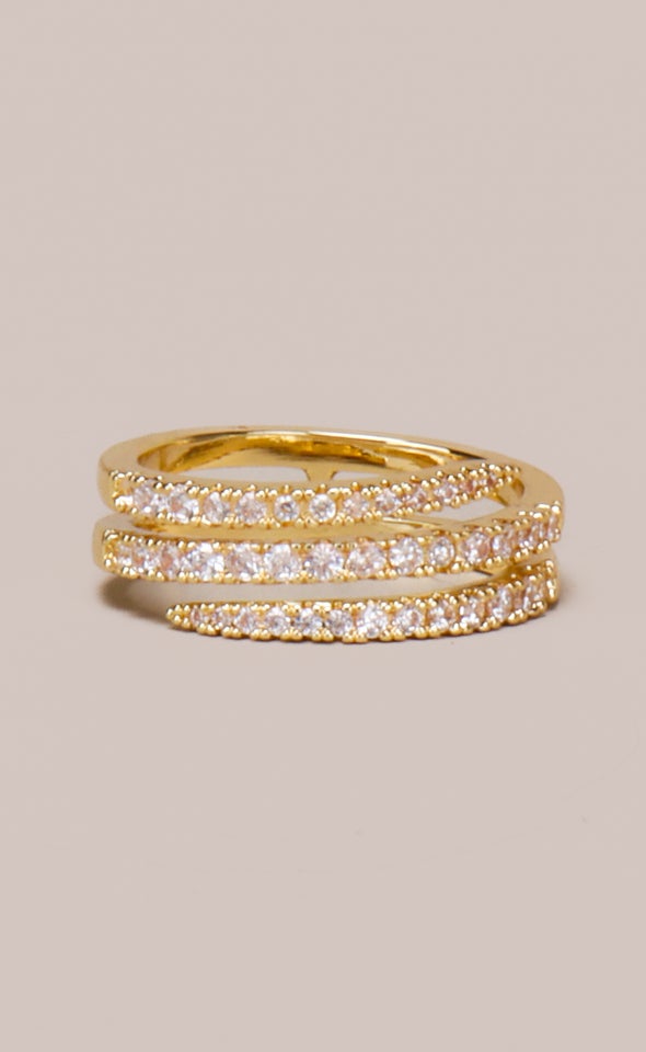 Wraparound Diamante Ring Gold