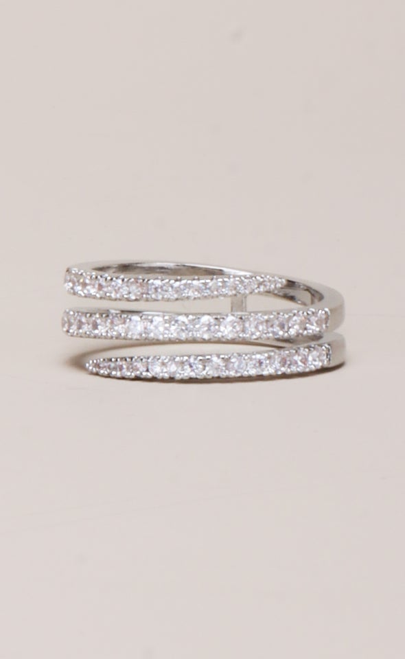 Wraparound Diamante Ring Silver