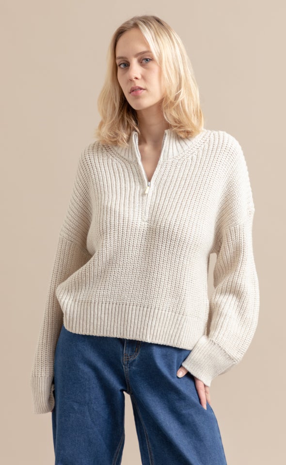 Zip Collar Marled Sweater