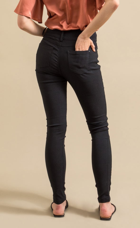 Zip Detail Hi Waist Pant Black