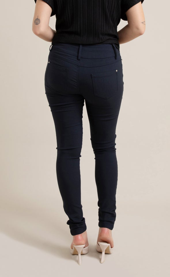 Zip Detail Hi Waist Pant Navy