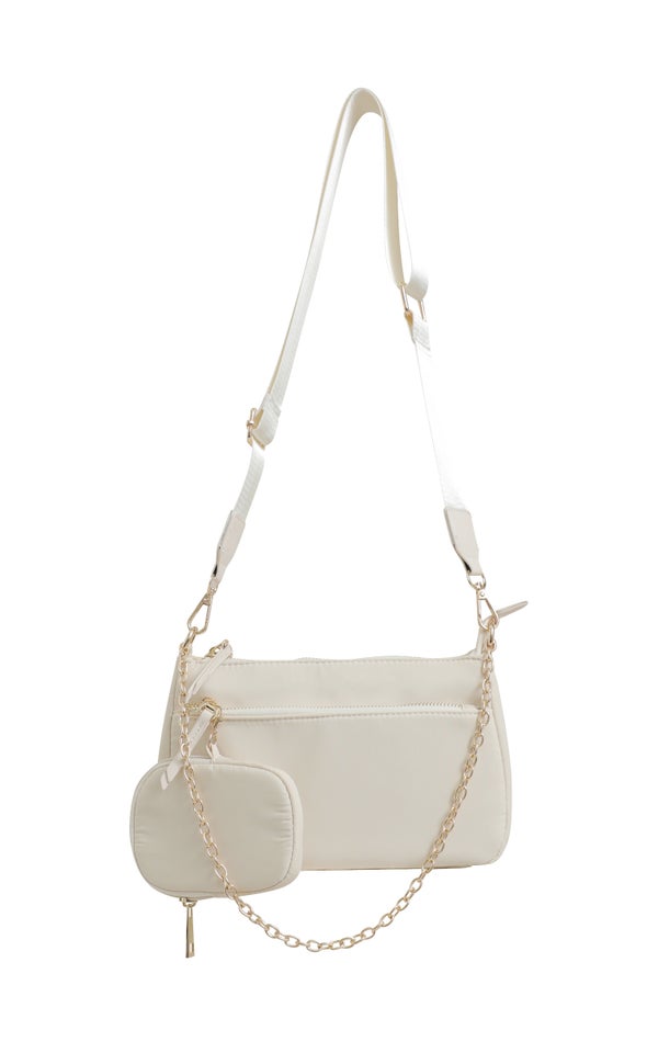 Zip Detail Pouch Bag Beige