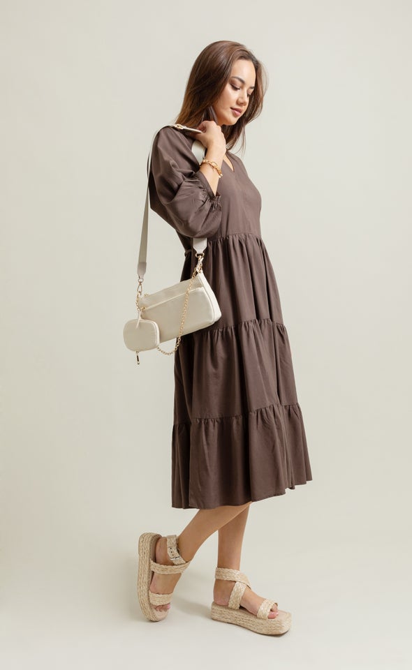 Zip Detail Pouch Bag Beige