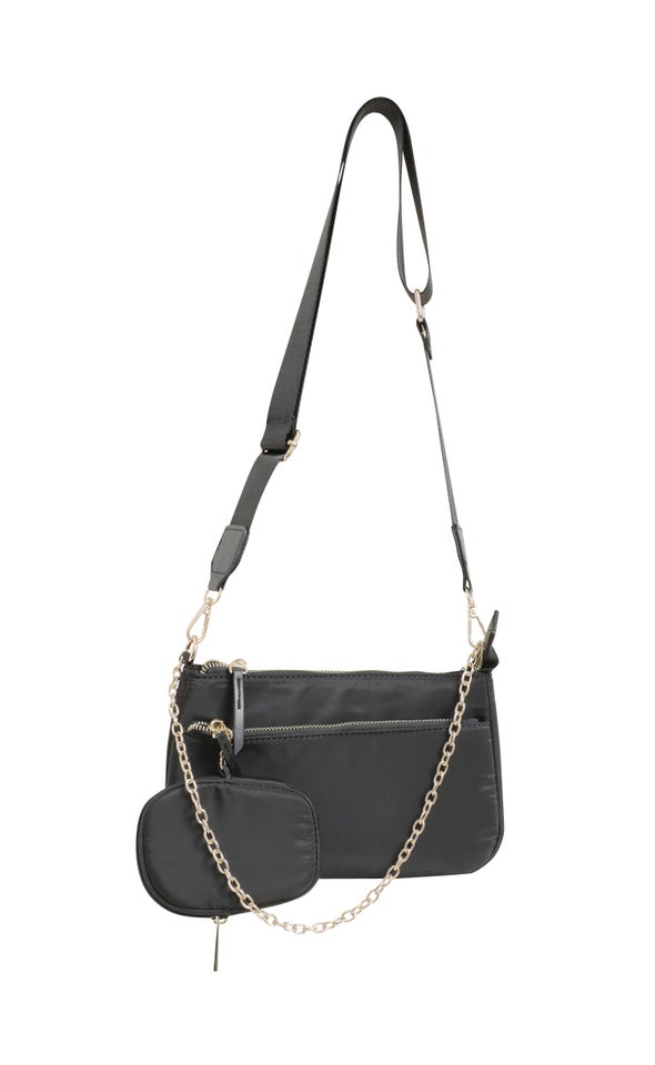 Zip Detail Pouch Bag Black