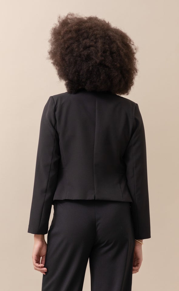 Zip Pocket Tailored Blazer Black