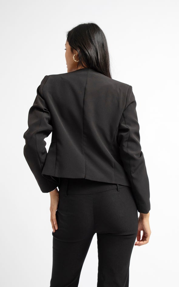 Zip Pocket Tailored Blazer Black