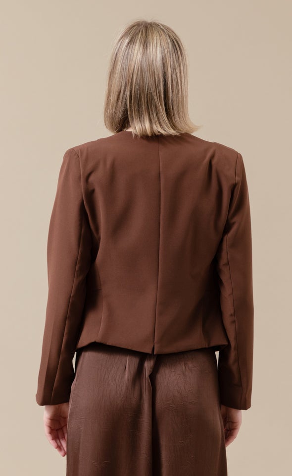 Zip Pocket Tailored Blazer Chocolate