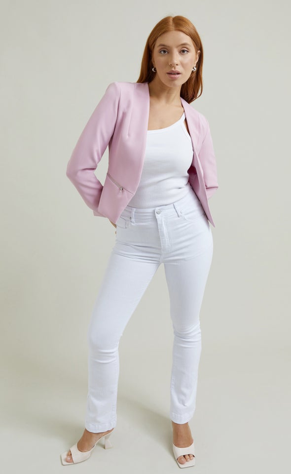 Zip Pocket Tailored Blazer Lilac