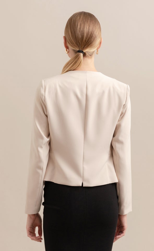 Zip Pocket Tailored Blazer Natural