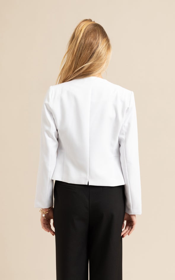 Zip Pocket Tailored Blazer White
